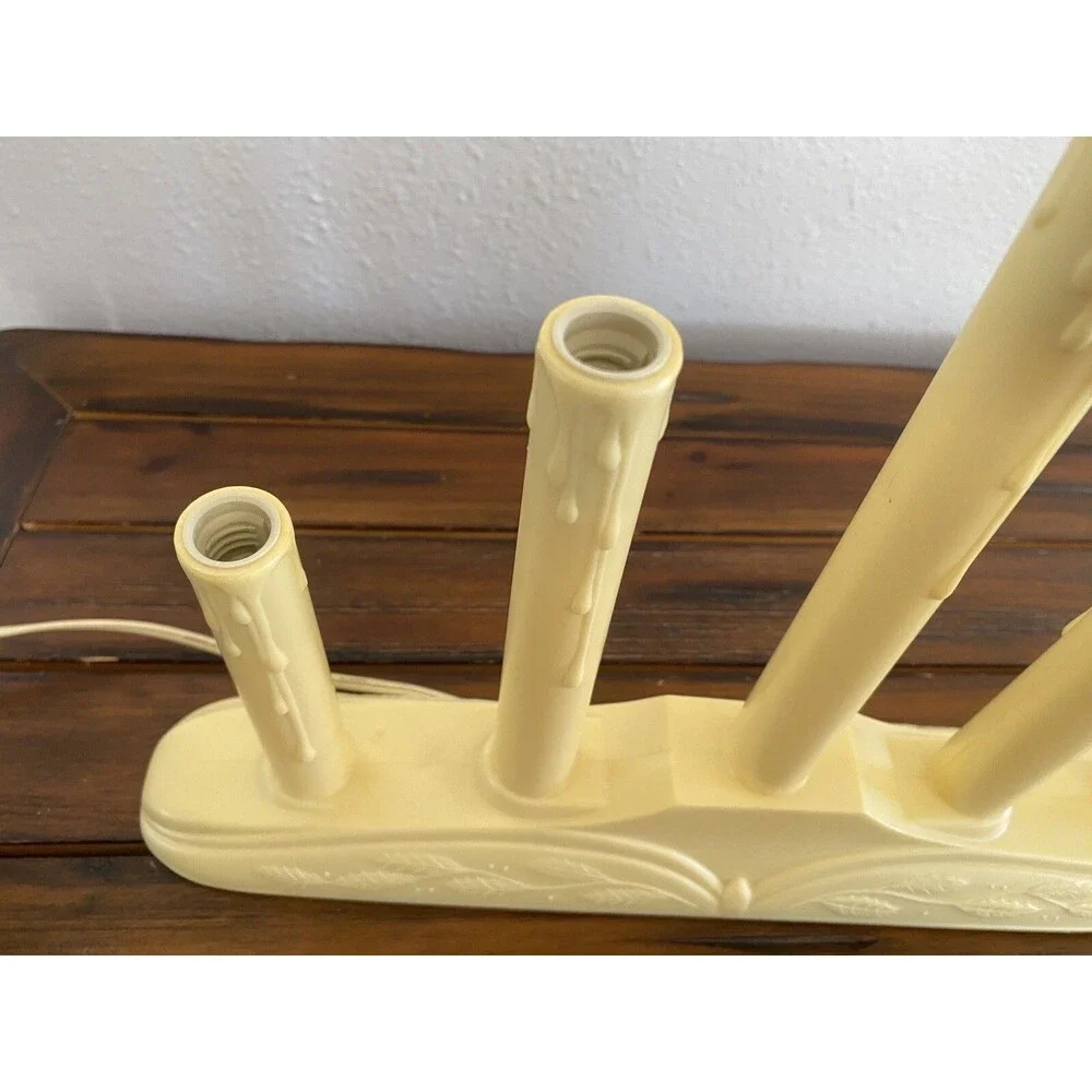 Vintage Christmas Window Tiered Candle 5 Stick Candelabra Dripping Wax Electric